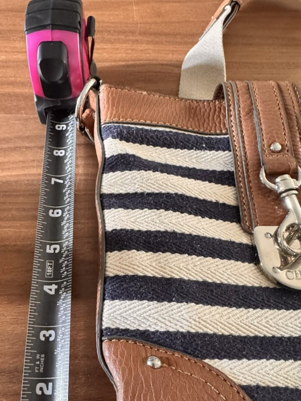 Chaps Nautical Striped Canvas Crossbody Bag - CL0505 - Picture 3 of 8